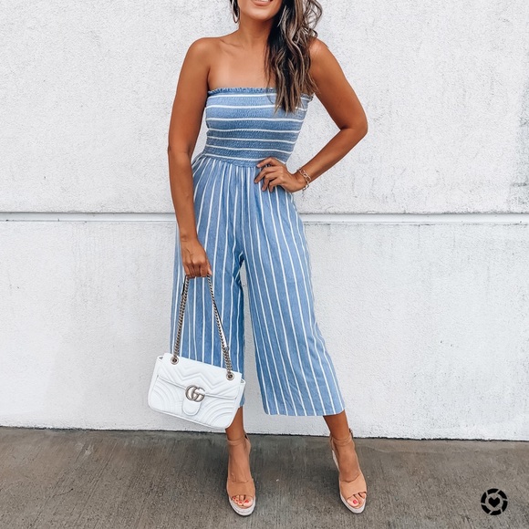 Hem & Thread Pants - Beautiful blue striped Jumpsuit!